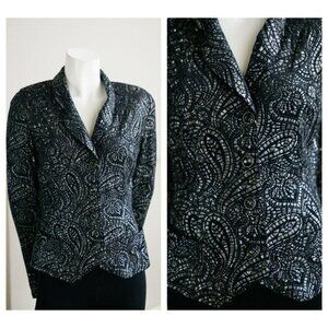 Babu Paris Textured Paisley Print Stained  Glass Window Look Cropped Blazer 2